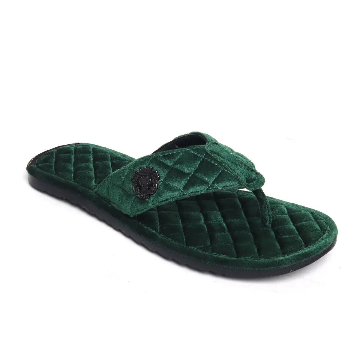 Green V-Strap Slide-in Slippers