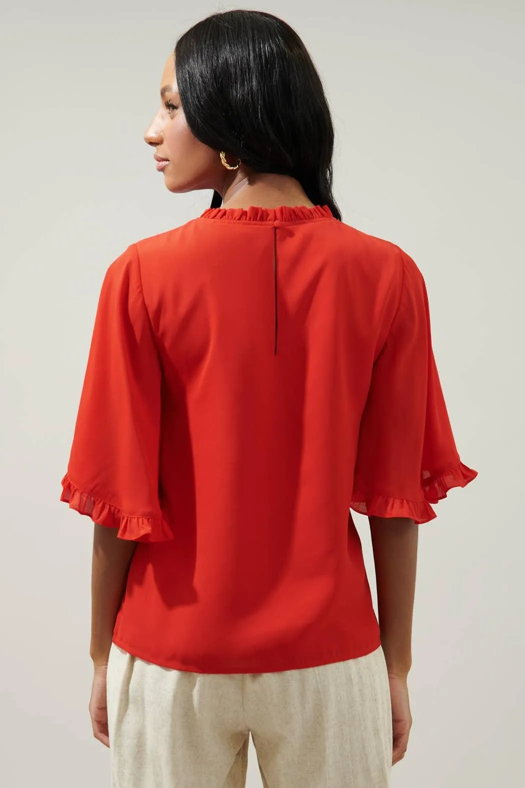 Heartbreaker Bell Sleeve Ruffle Blouse