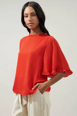 Heartbreaker Bell Sleeve Ruffle Blouse