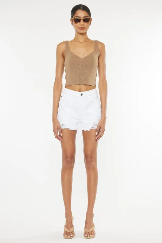 KANCAN WHITE COLOR DENIM SHORTS