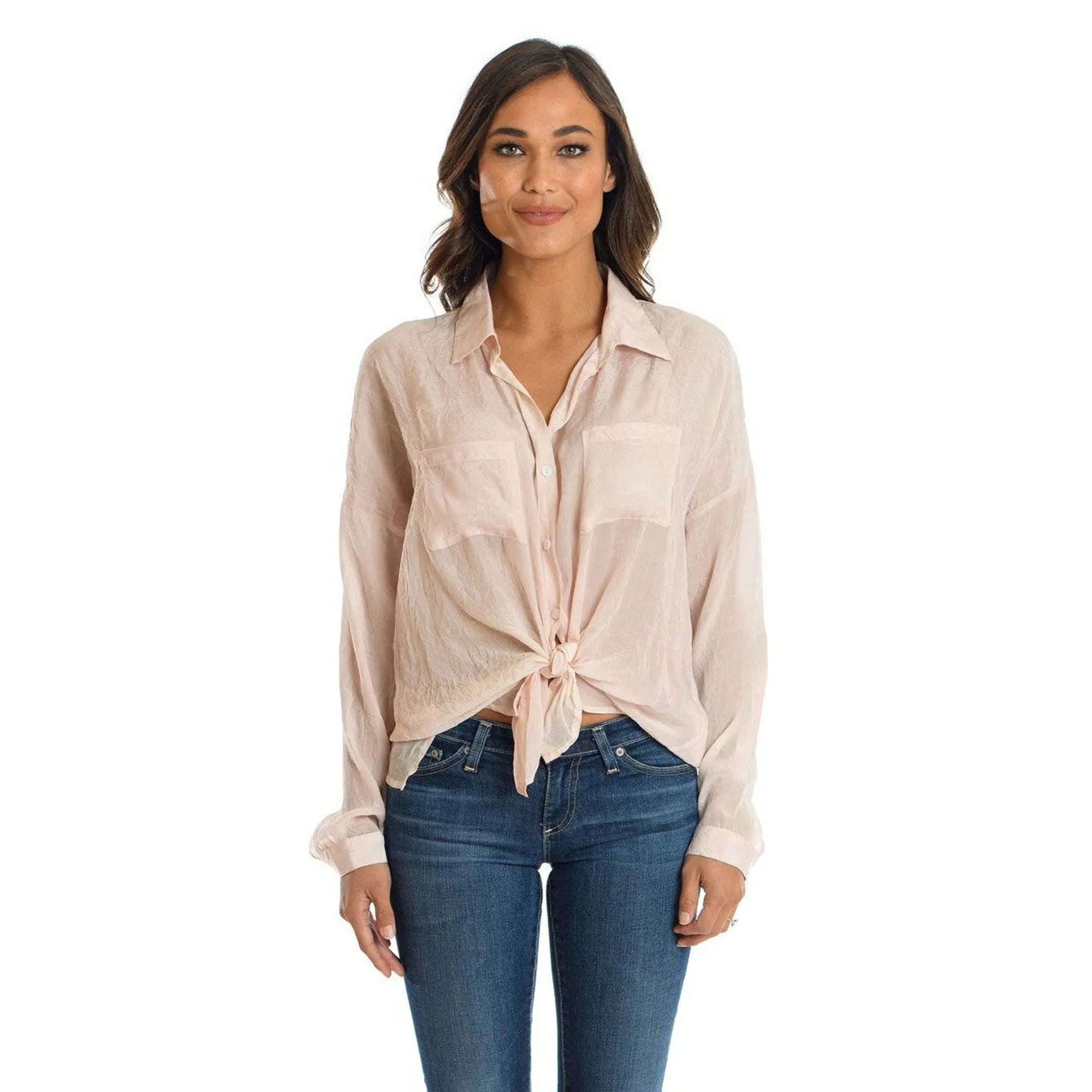 Kennedy Blush Button Down Top