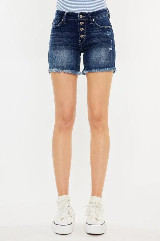 LILAH MID RISE BUTTON UP DENIM SHORTS S-XL