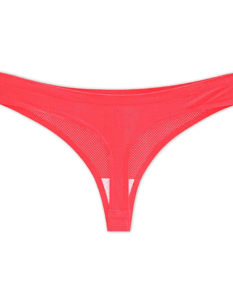 Low Waist Skinny Solid Color Mesh Thong Panties