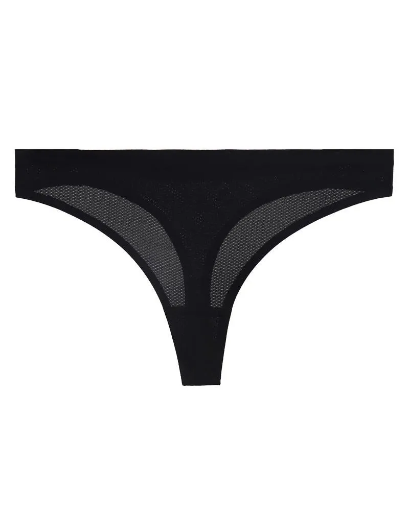 Low Waist Skinny Solid Color Mesh Thong Panties