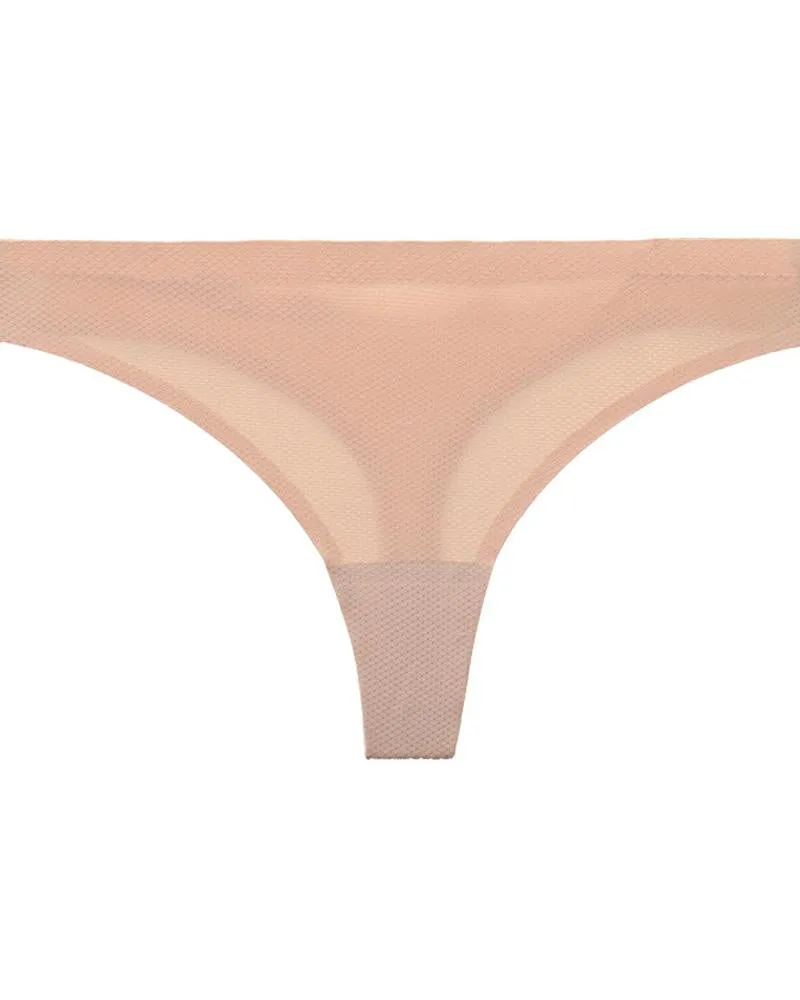 Low Waist Skinny Solid Color Mesh Thong Panties