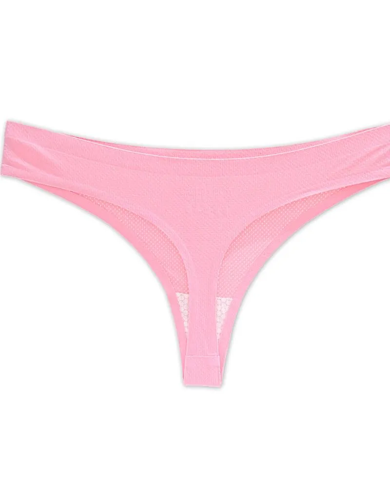 Low Waist Skinny Solid Color Mesh Thong Panties