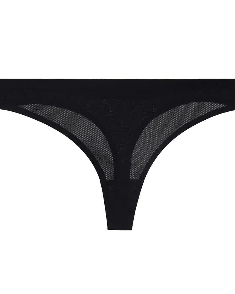 Low Waist Skinny Solid Color Mesh Thong Panties