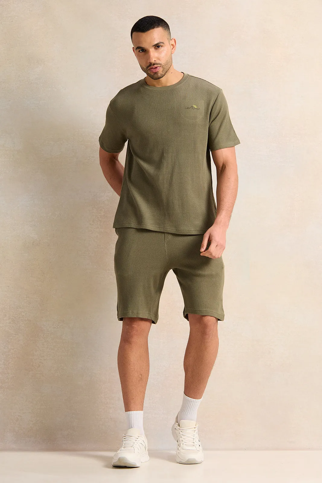 Men Olive Active Shorts