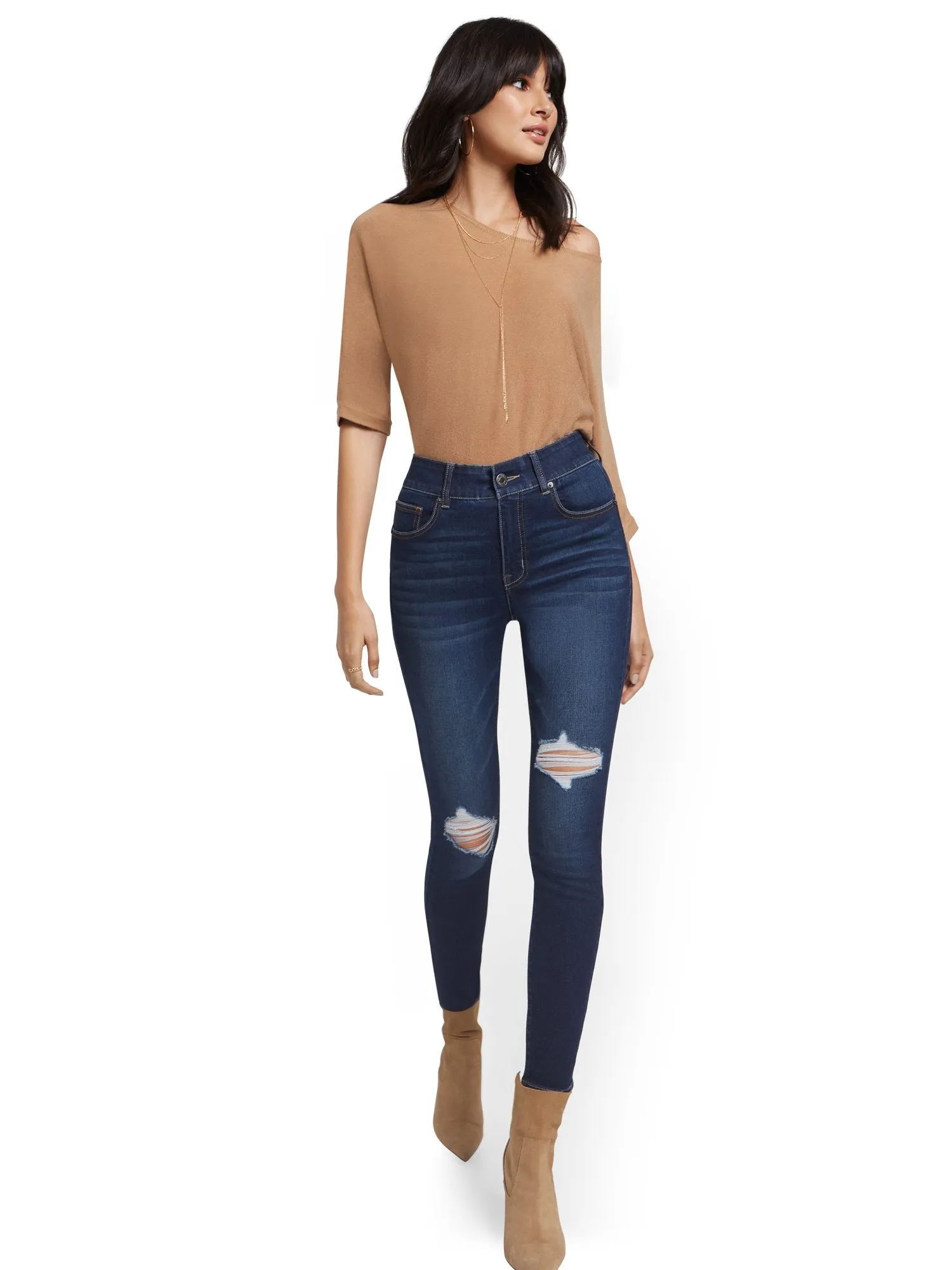 Mya Curvy High-Waisted Sculpting No Gap Super-Skinny Ankle Jeans