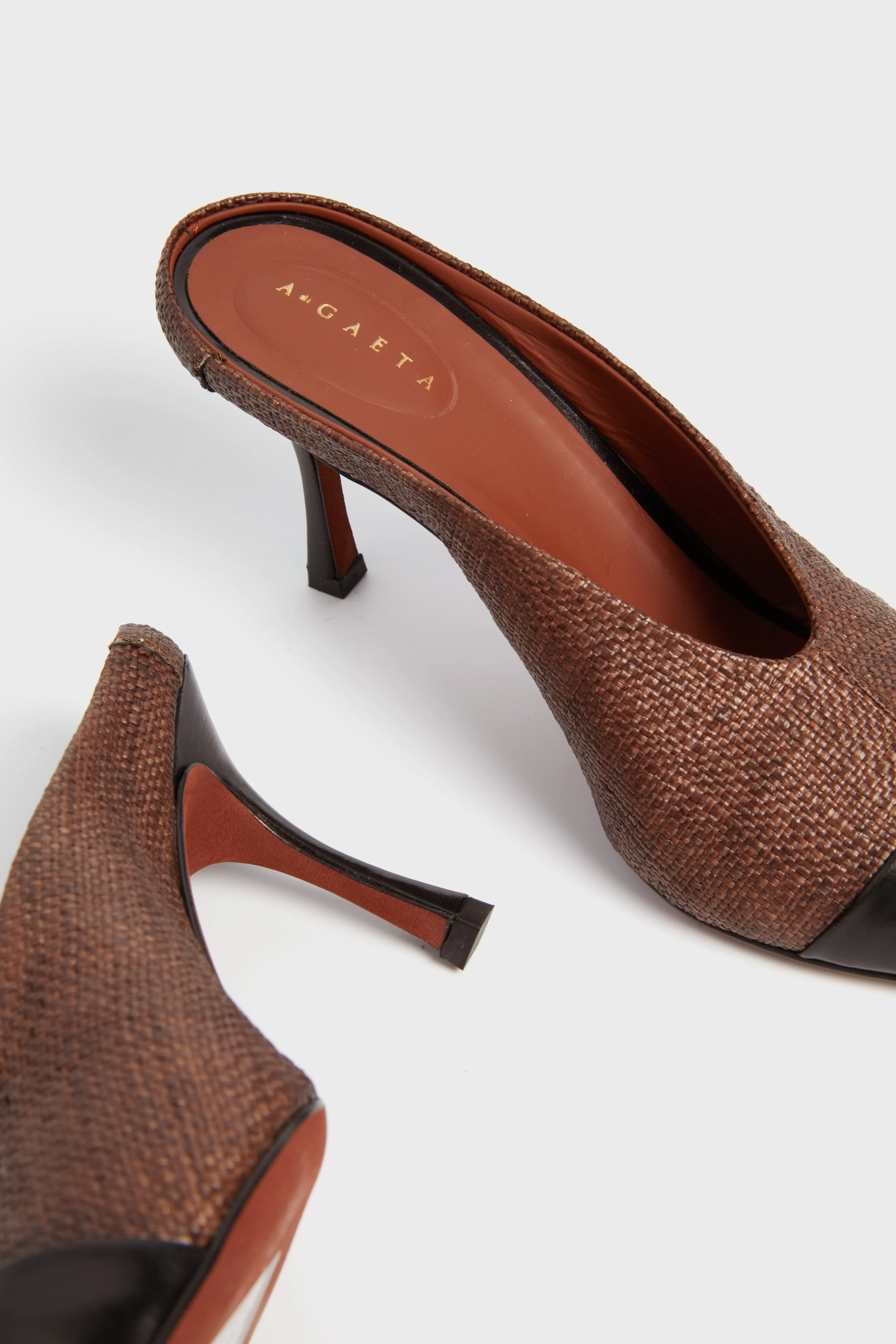 Ombra Raffia & Black Calf Leather La Spensierata Heels