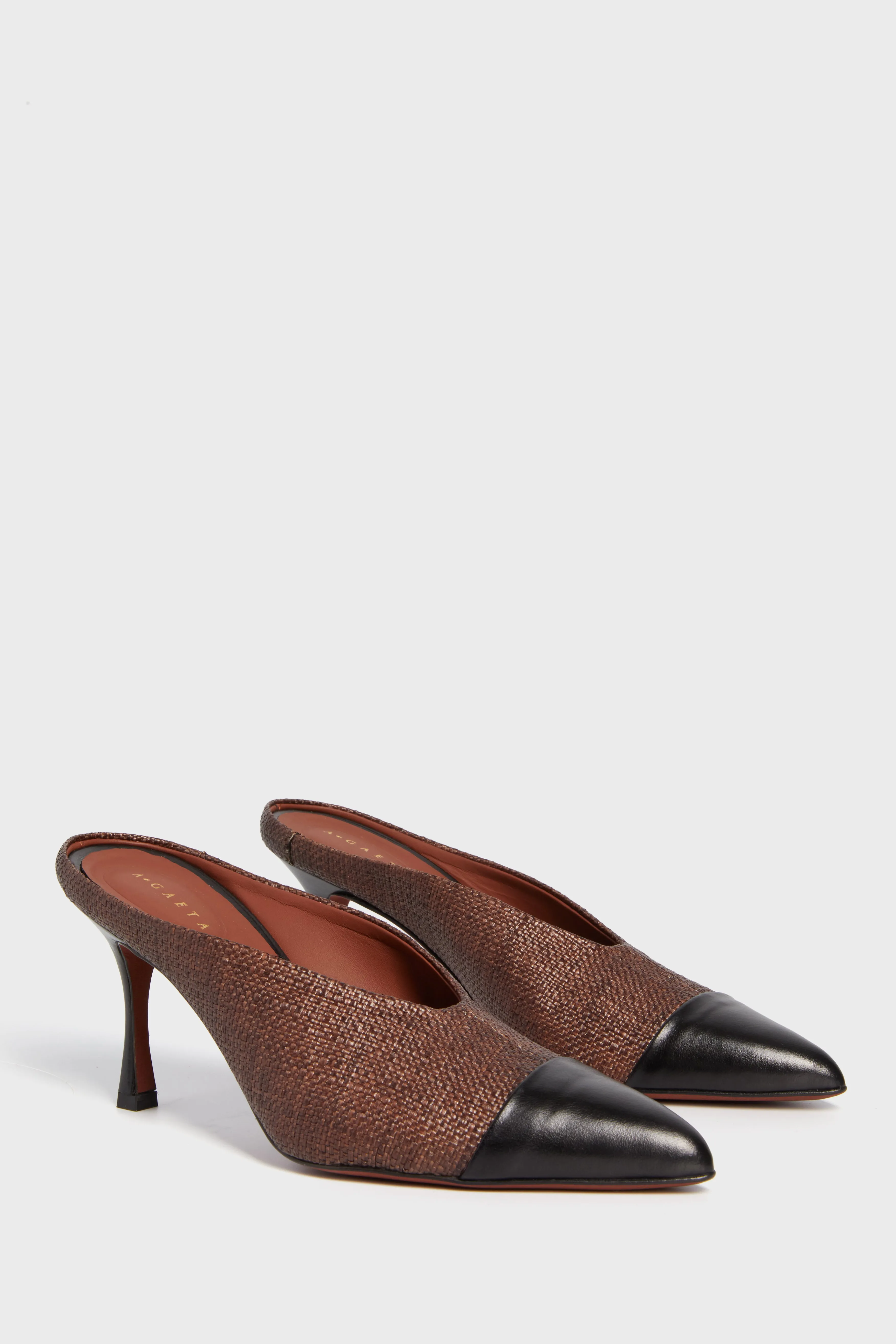 Ombra Raffia & Black Calf Leather La Spensierata Heels