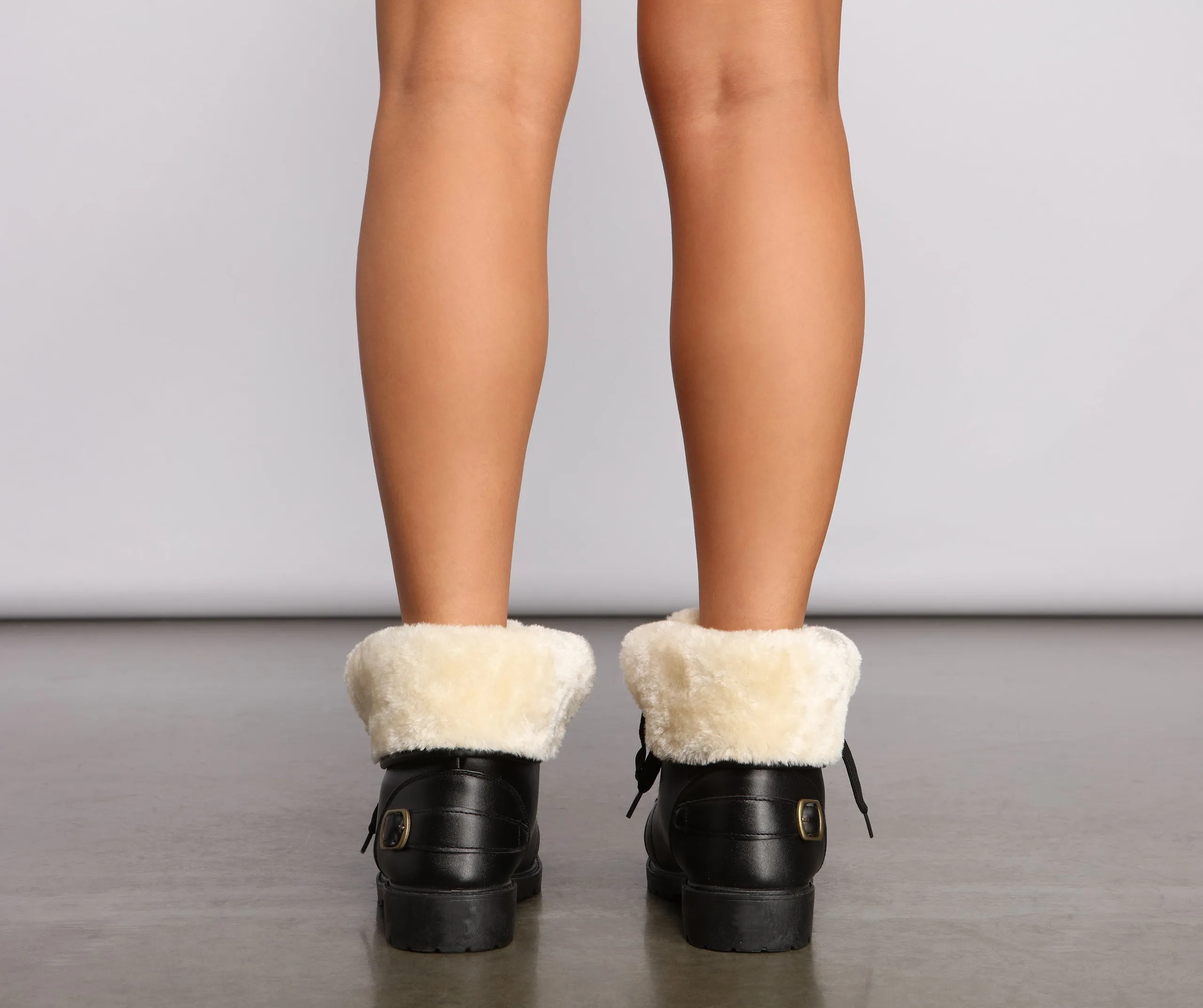 On the Edge Faux Fur Combat Boots