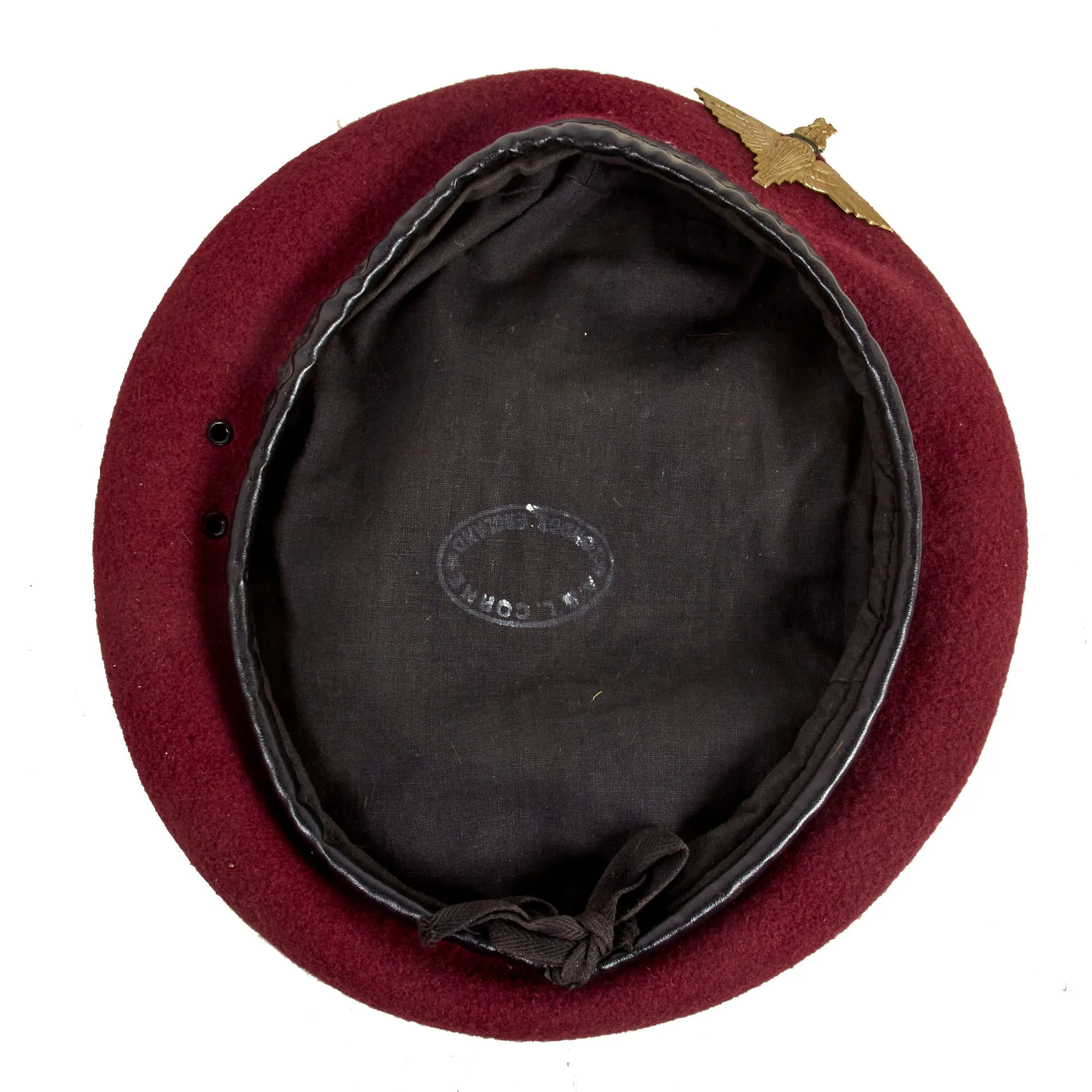 Original British WWII Parachute Regiment Maroon Beret by Corne With Badge