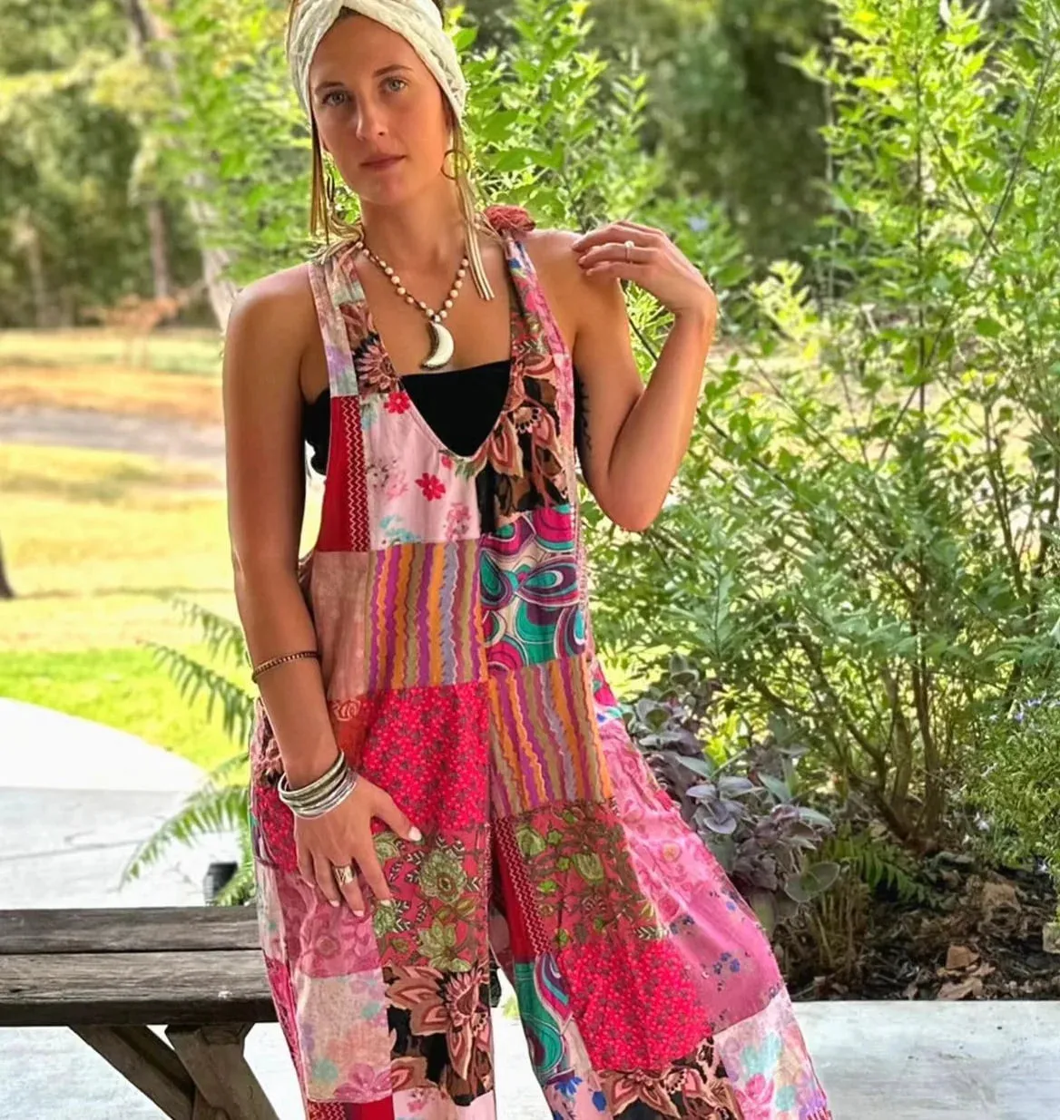 Patchwork Dreams Racerback Romper "Sweet Pea" by Jaded Gypsy