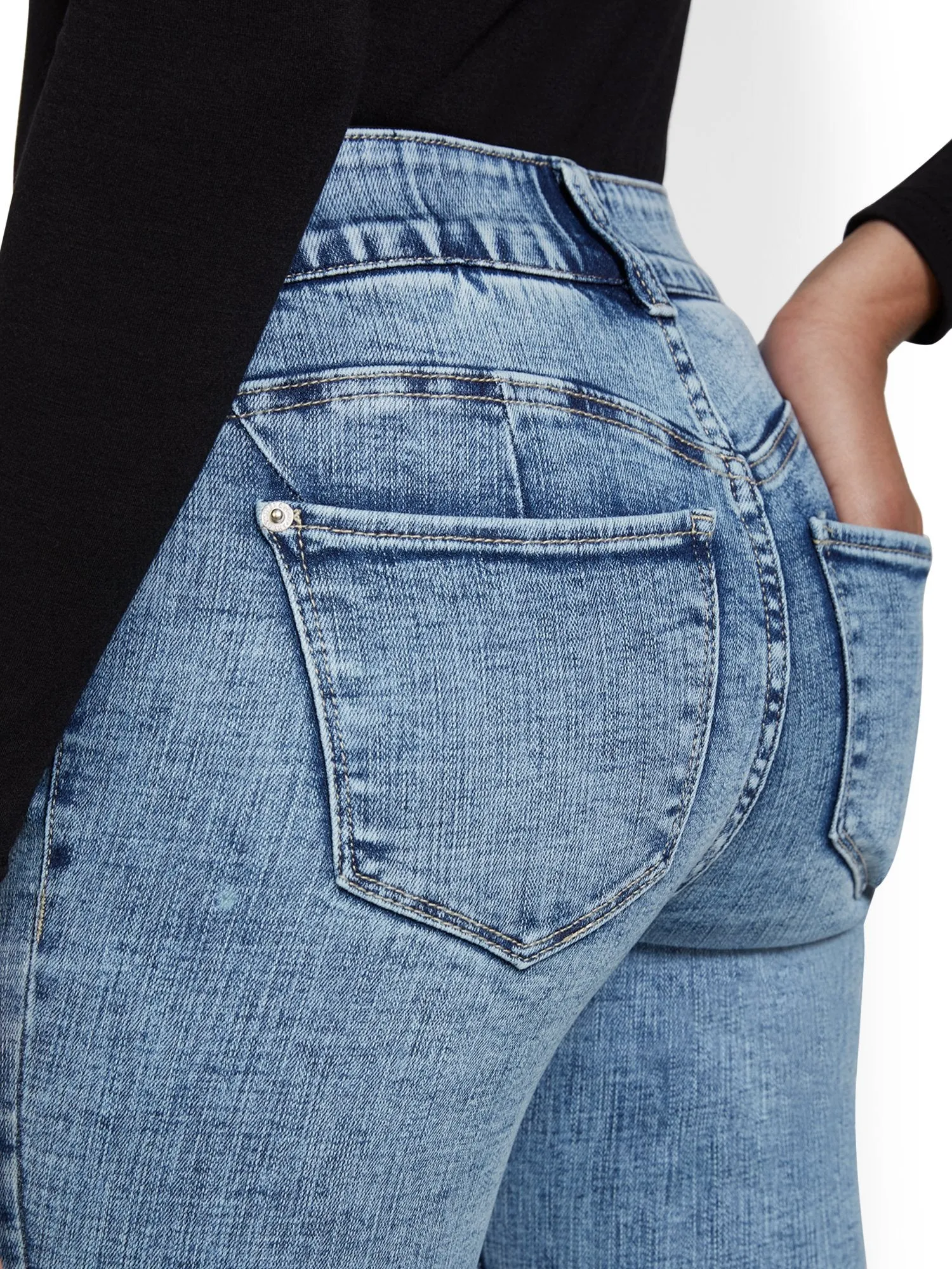 Petite Mya Curvy High-Waisted Sculpting No Gap Super-Skinny Ankle Jeans - Ripped-Hem