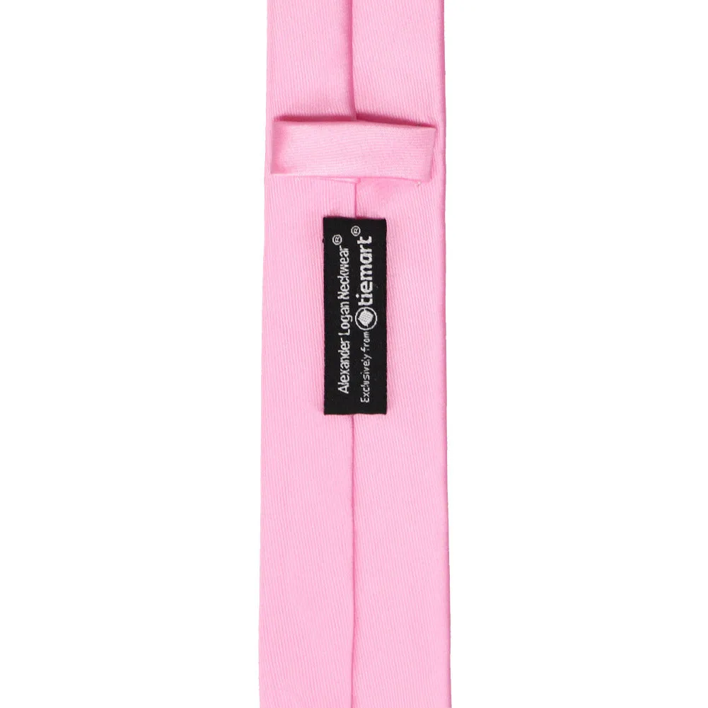 Pink Skinny Solid Color Necktie, 2" Width