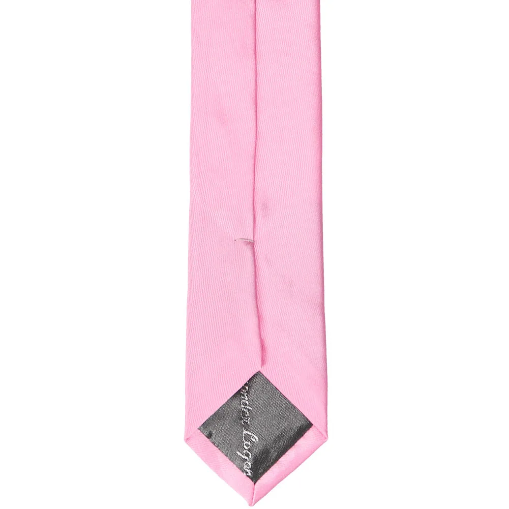 Pink Skinny Solid Color Necktie, 2" Width