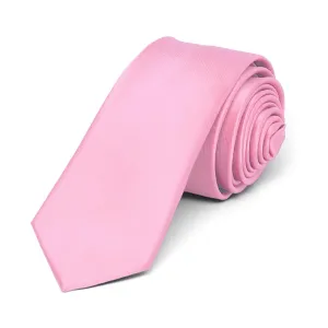 Pink Skinny Solid Color Necktie, 2" Width