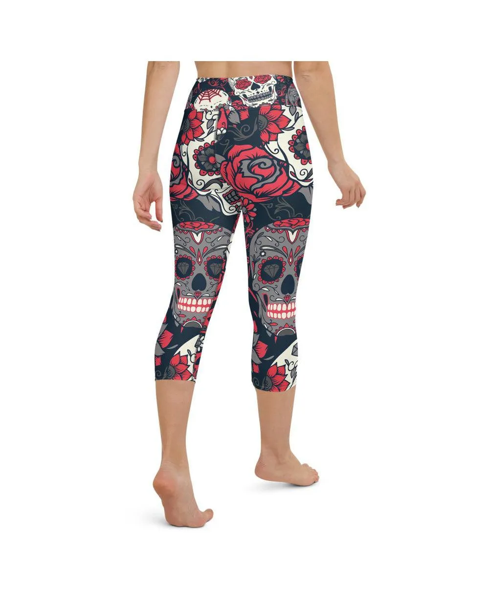 Pink Sugar Skull Yoga Capris