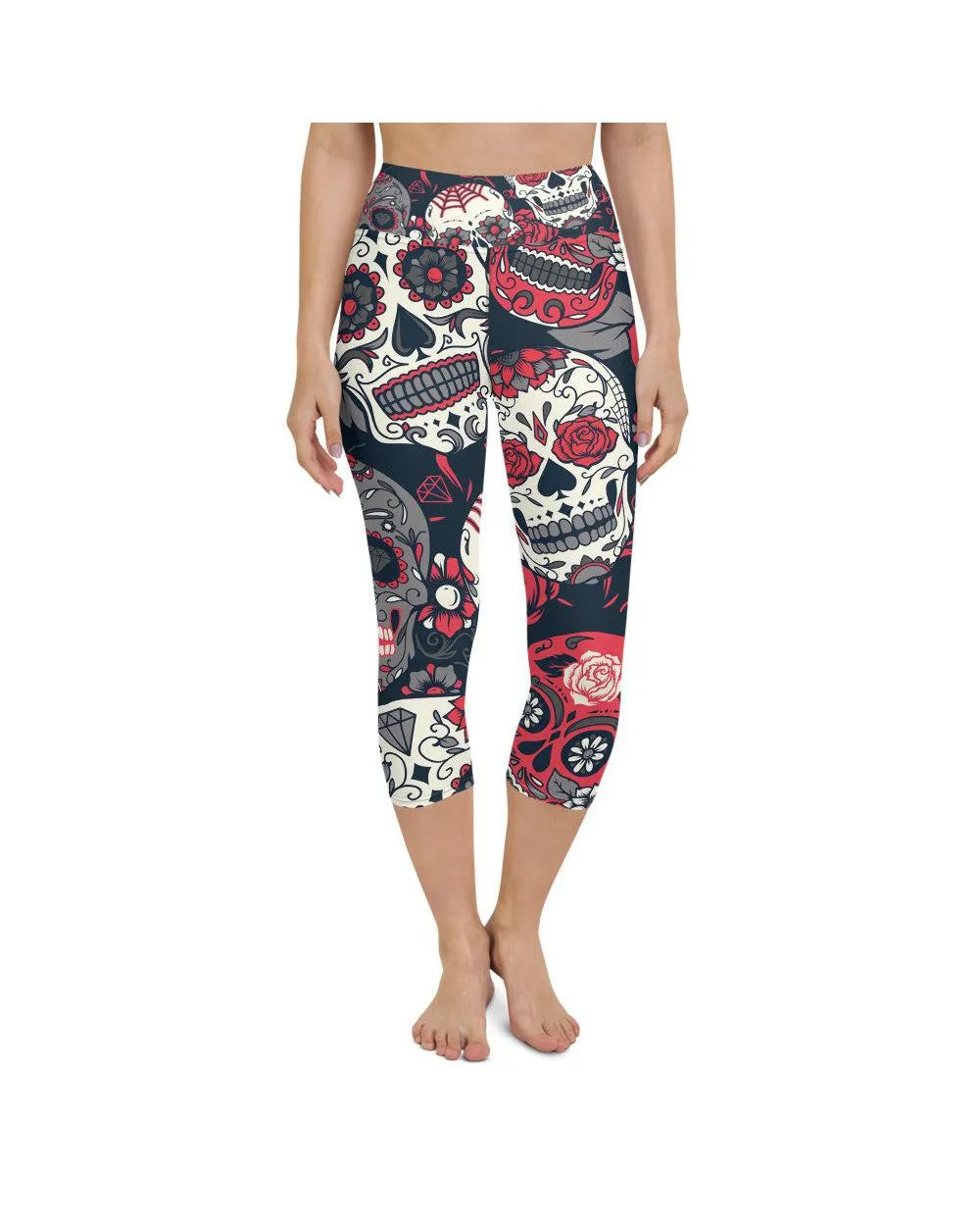 Pink Sugar Skull Yoga Capris