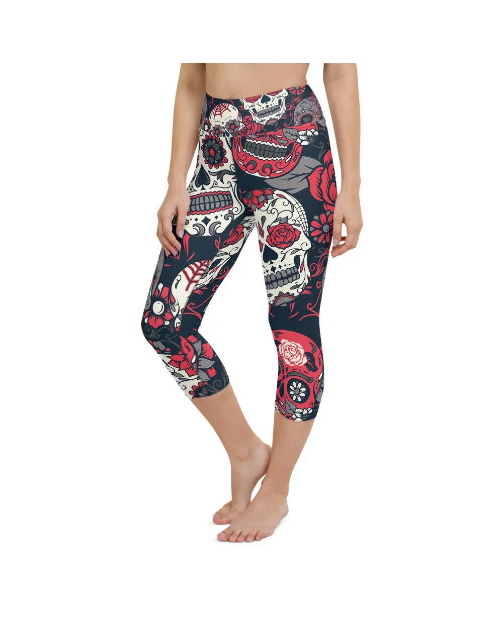 Pink Sugar Skull Yoga Capris