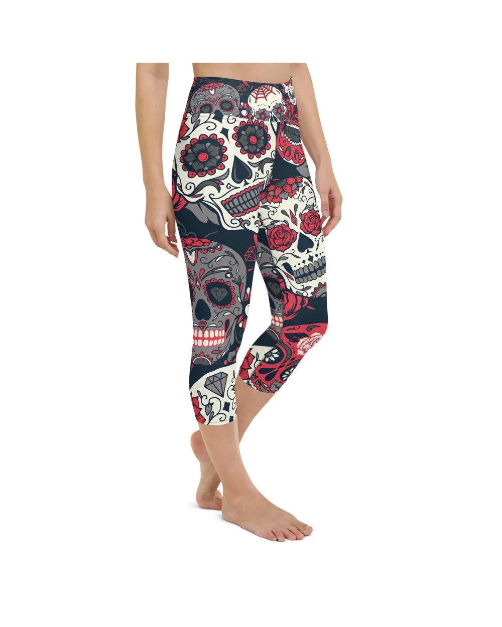 Pink Sugar Skull Yoga Capris