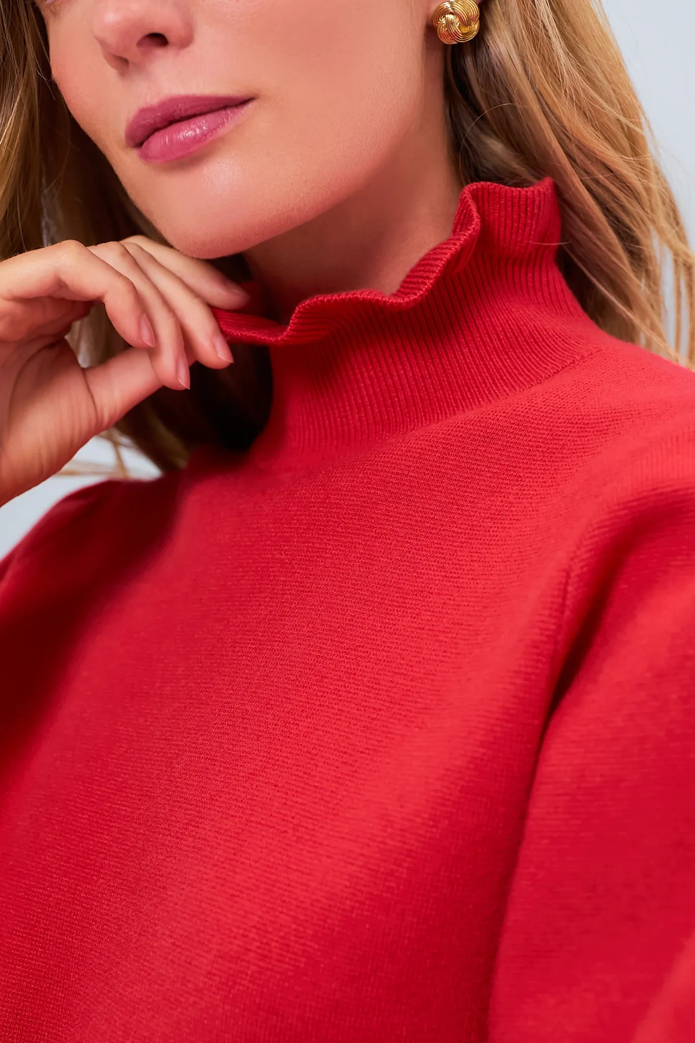 Red Ruffle Collar Raley Sweater