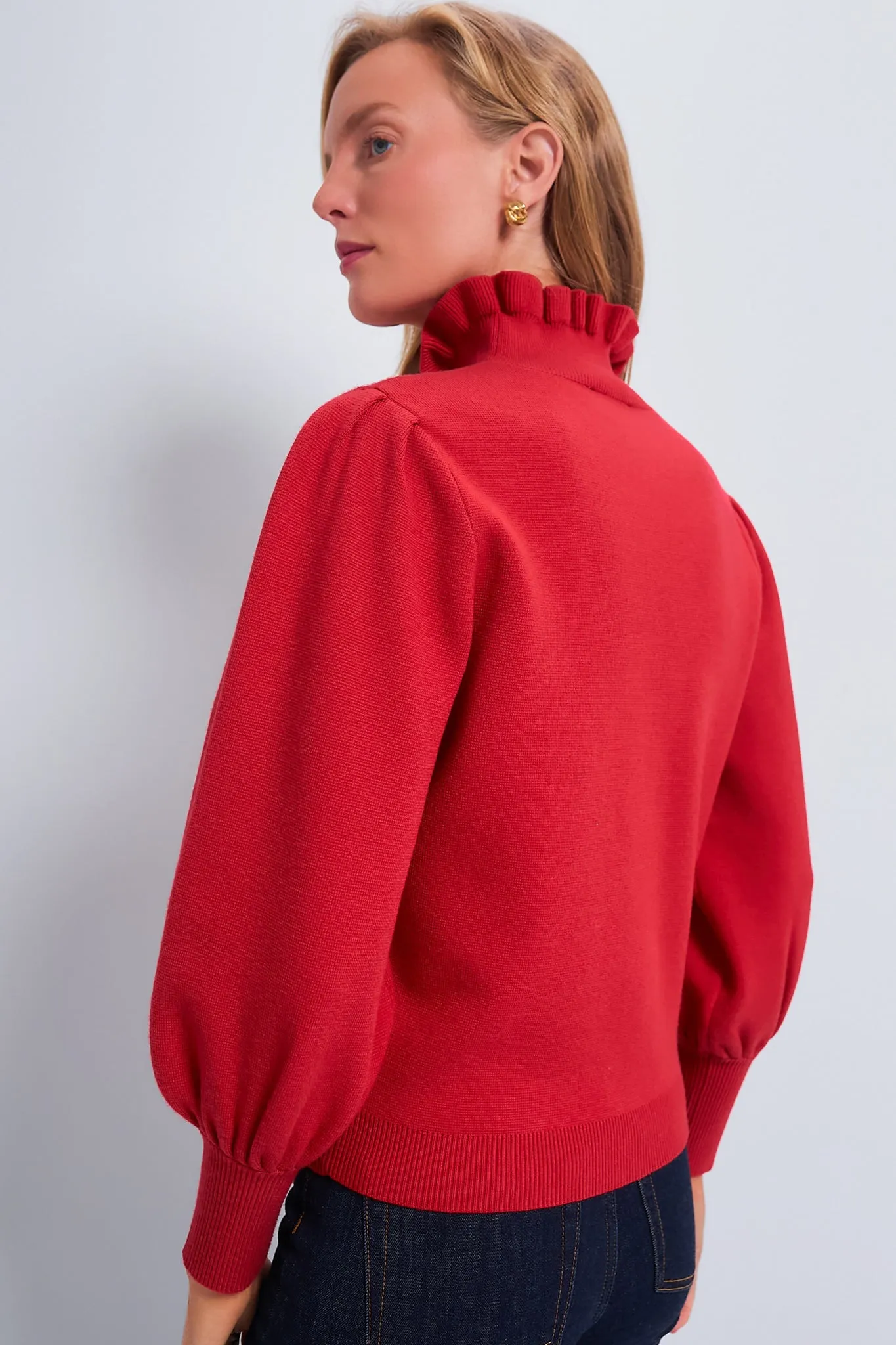 Red Ruffle Collar Raley Sweater