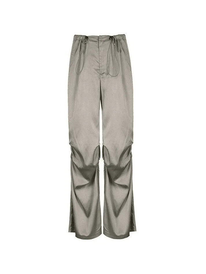 Ruched Drapey Casual Straight Leg Pants