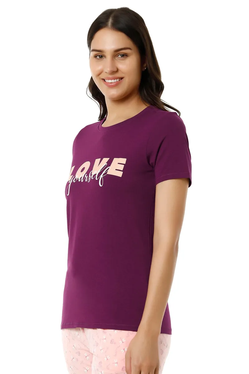 Scoop Neck Sleep Tee - Magenta Purple