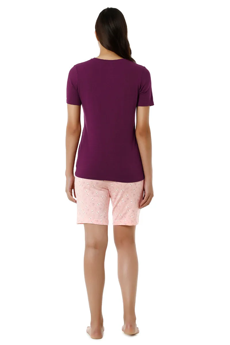 Scoop Neck Sleep Tee - Magenta Purple