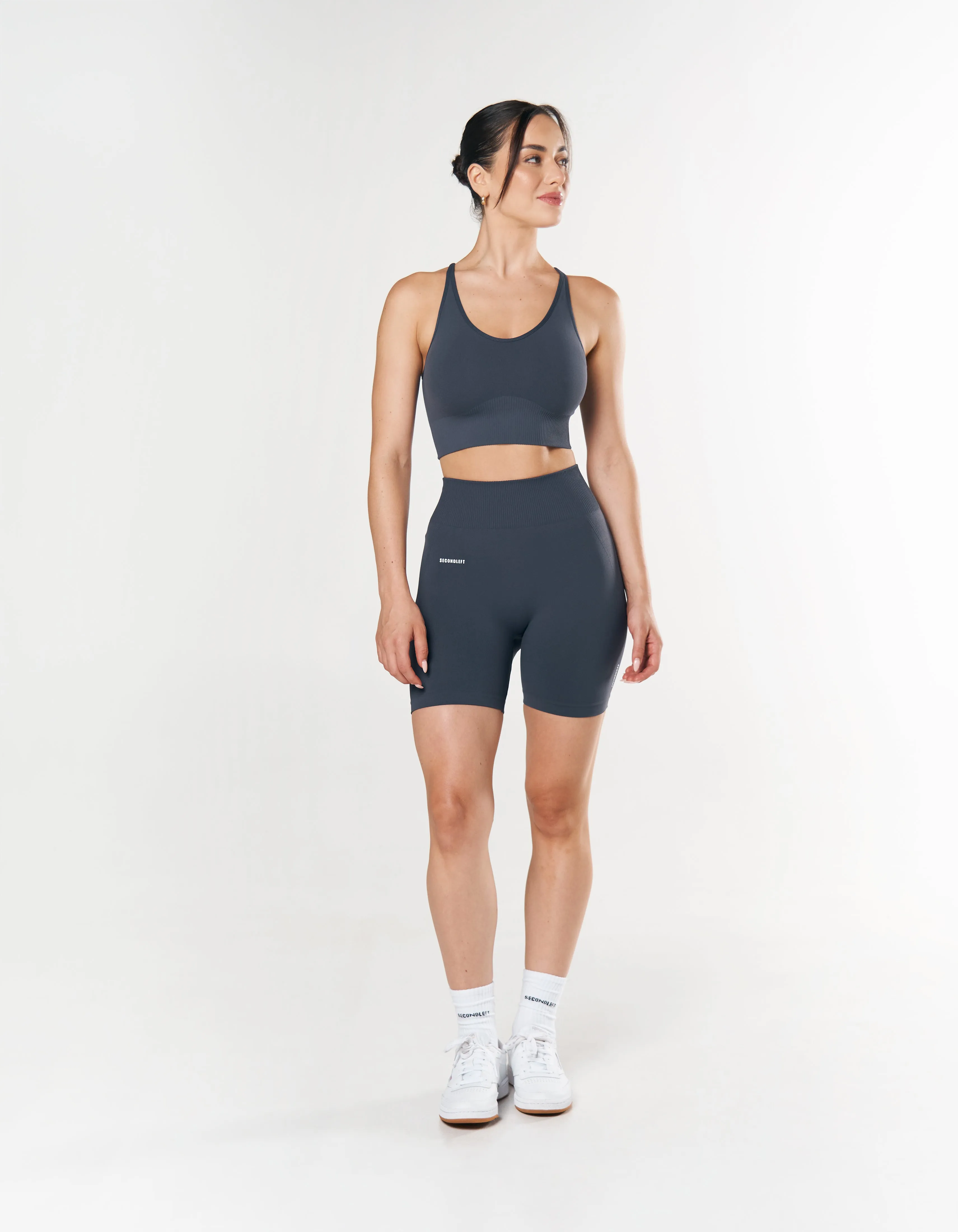 Seamless Midi Biker Shorts - Blueberry