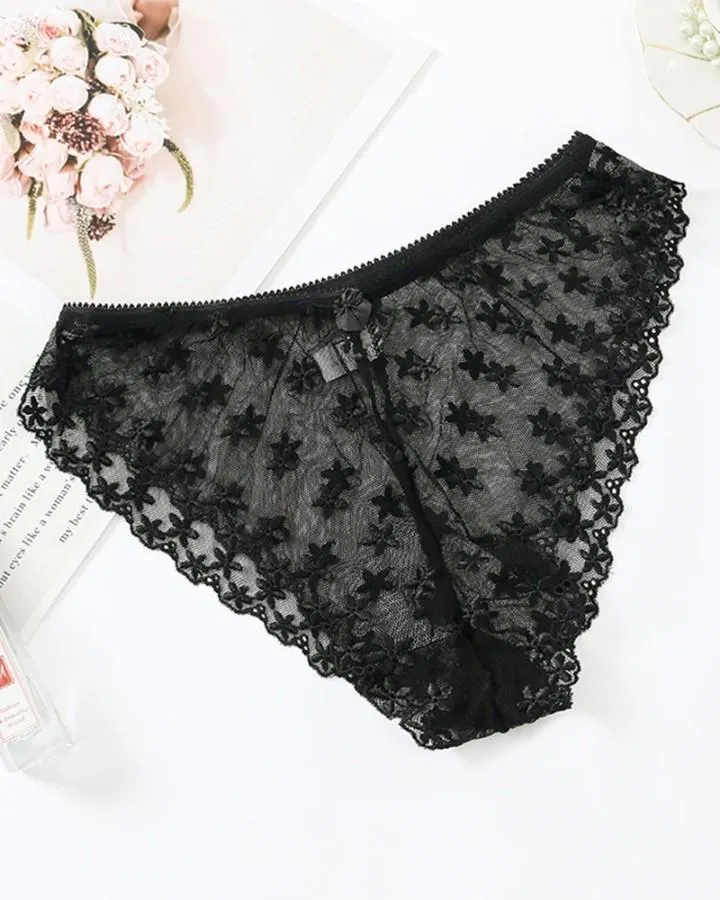 Sexy Women Lace Floral Embroidered Low Waist Panties