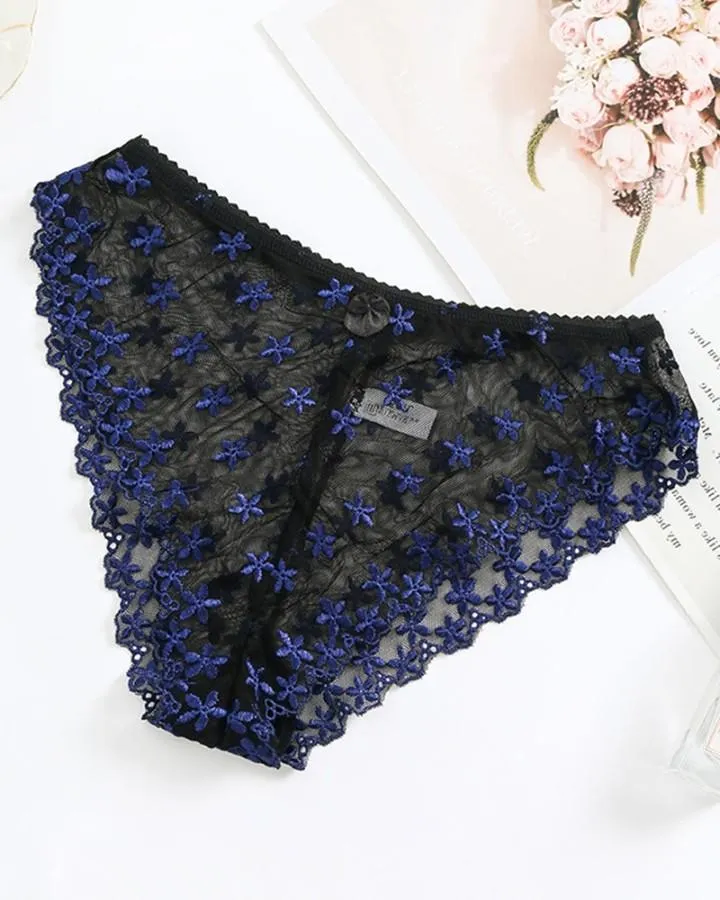 Sexy Women Lace Floral Embroidered Low Waist Panties