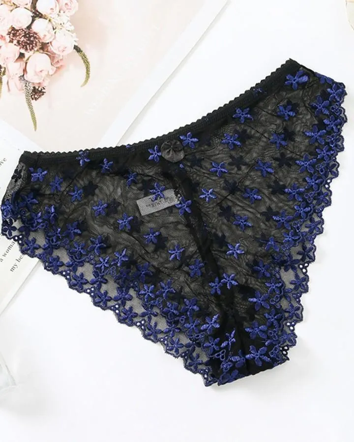 Sexy Women Lace Floral Embroidered Low Waist Panties