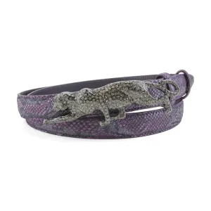 Skinny Grape Metallic Python Effect Leopard Belt