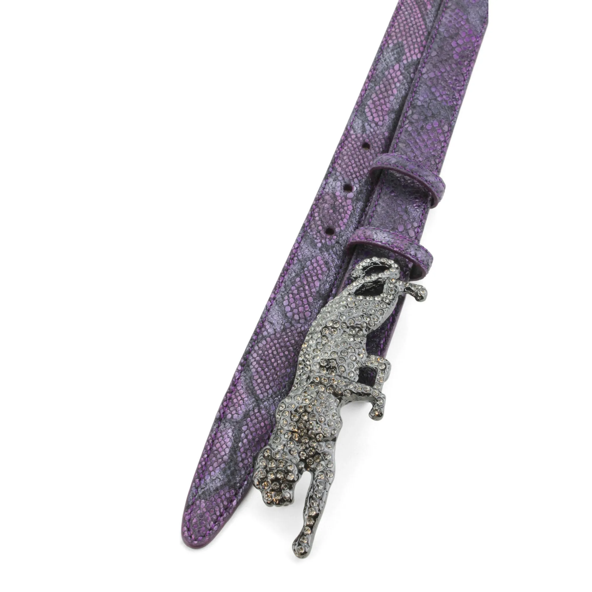 Skinny Grape Metallic Python Effect Leopard Belt