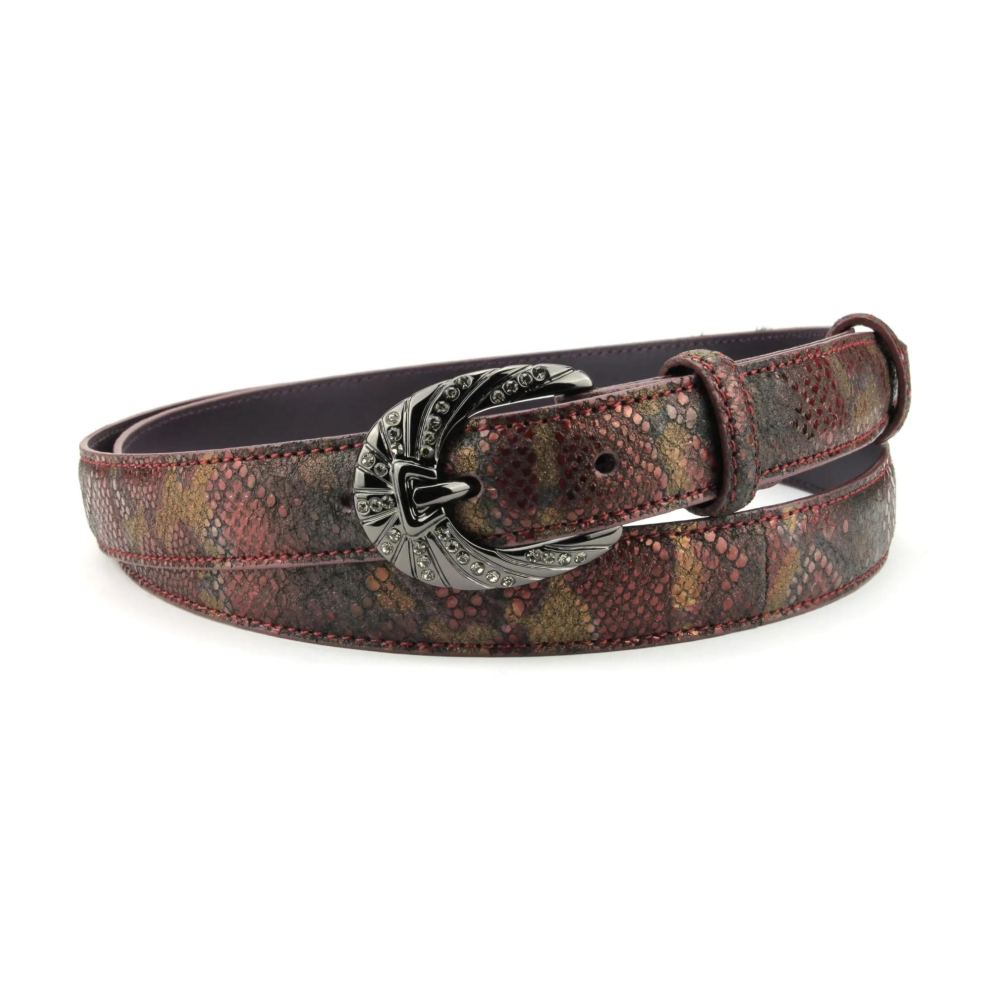 Skinny Vampire Metallic Python Effect Swarovski Belt