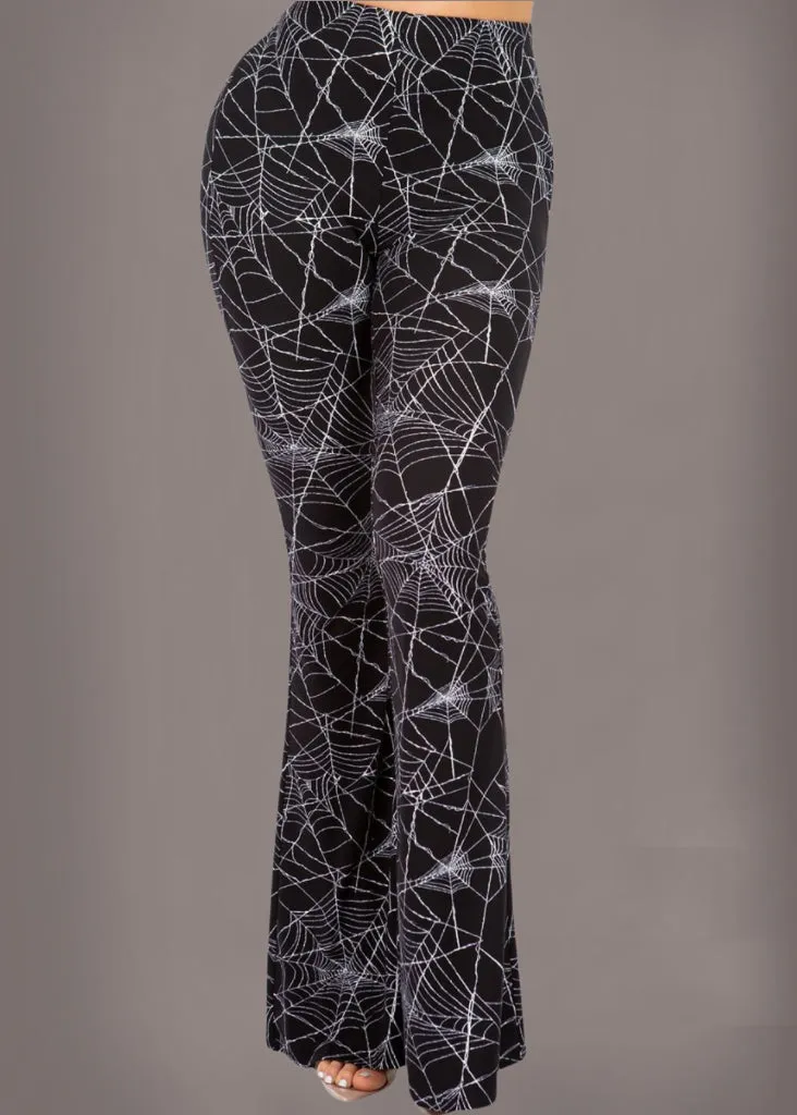 Spider Web Bell Bottom Flare Pants