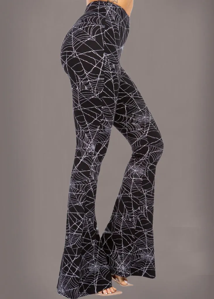 Spider Web Bell Bottom Flare Pants