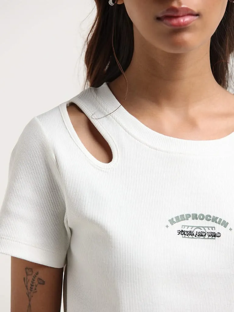 Studiofit White Ribbed T-Shirt