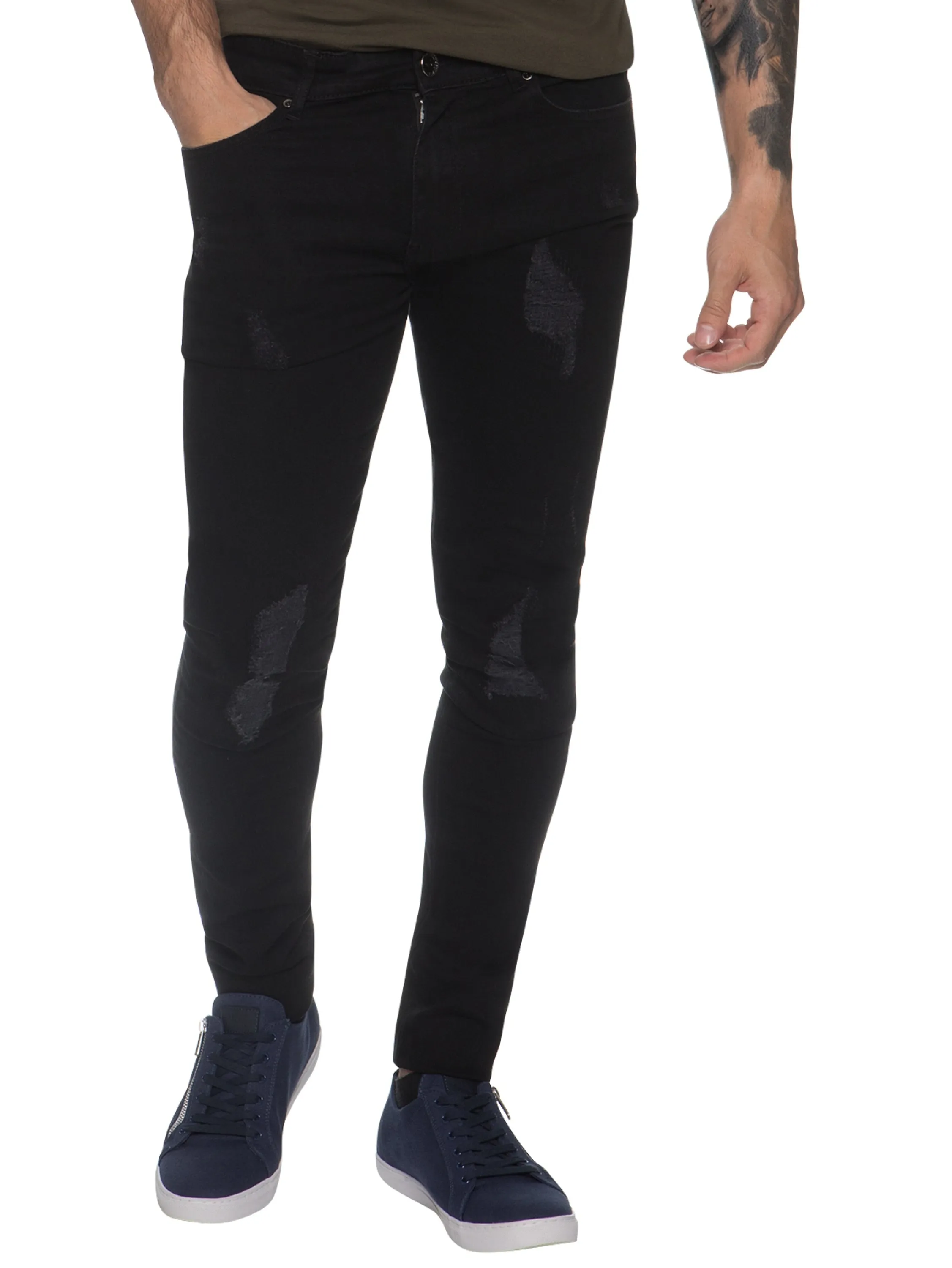 Super Skinny Stretch Rip & Repair Slim Jeans | Enzo Designer Menswear