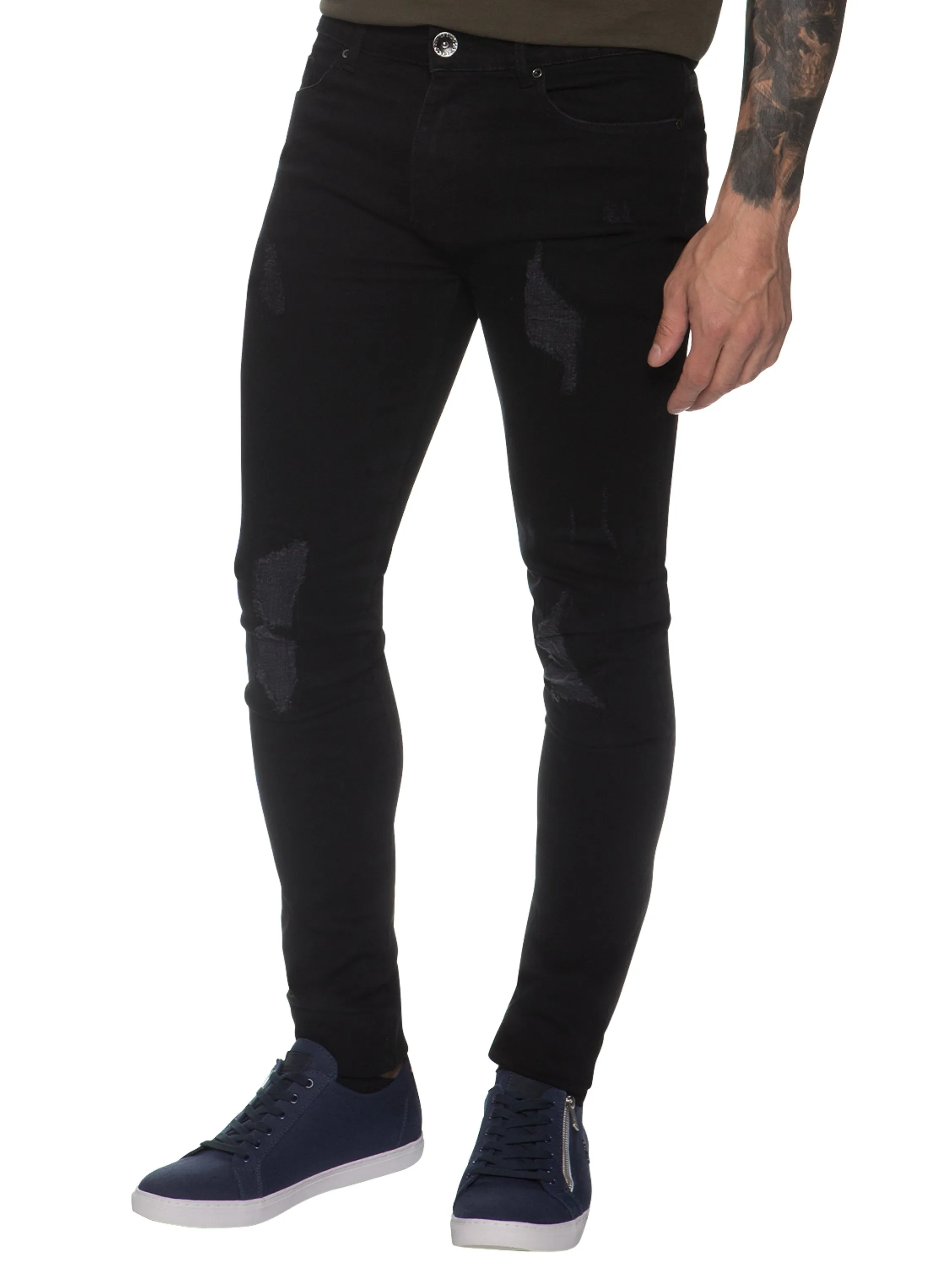 Super Skinny Stretch Rip & Repair Slim Jeans | Enzo Designer Menswear