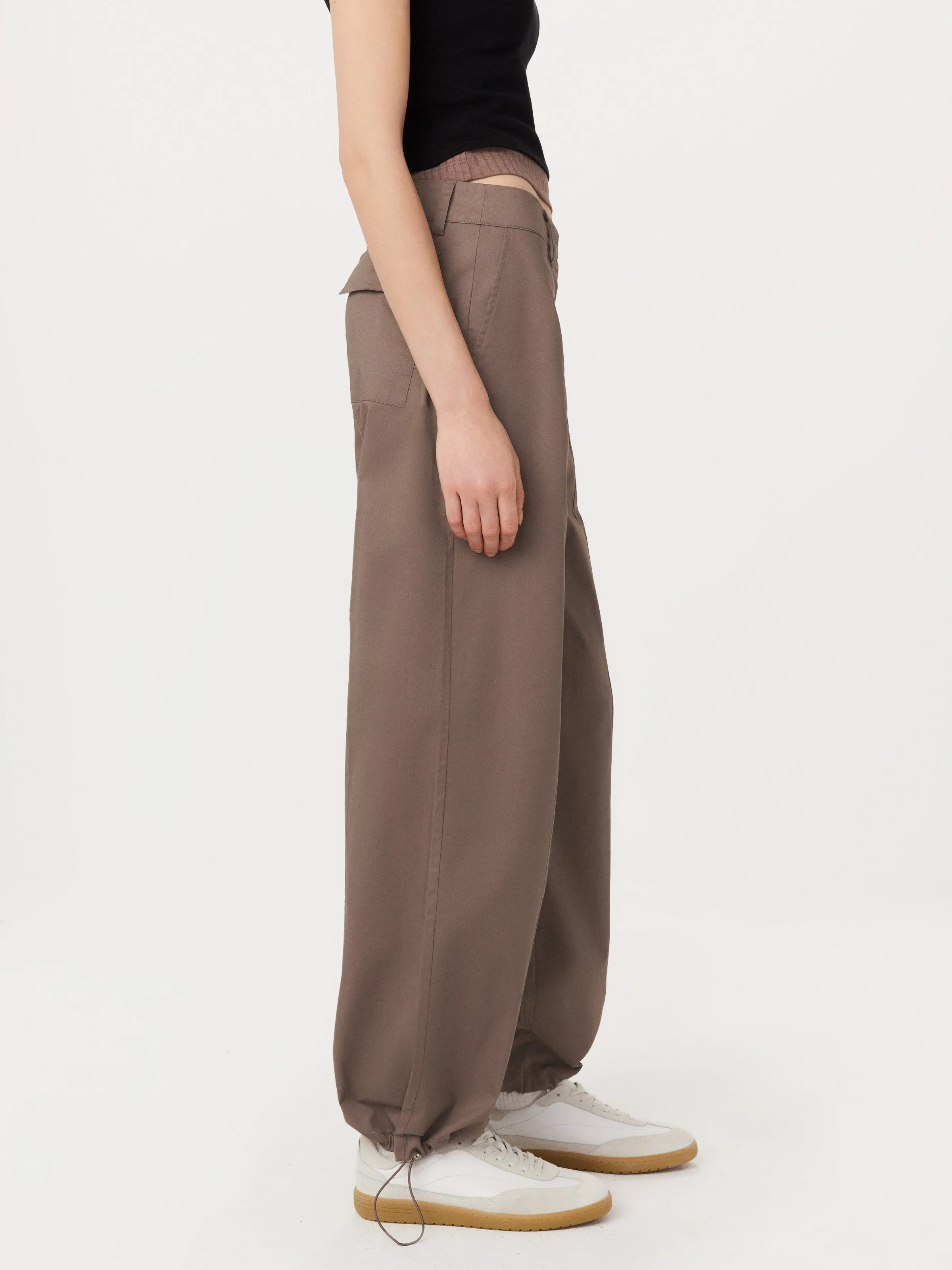 The Emma Parachute Wide Leg Pant in Dark Clay