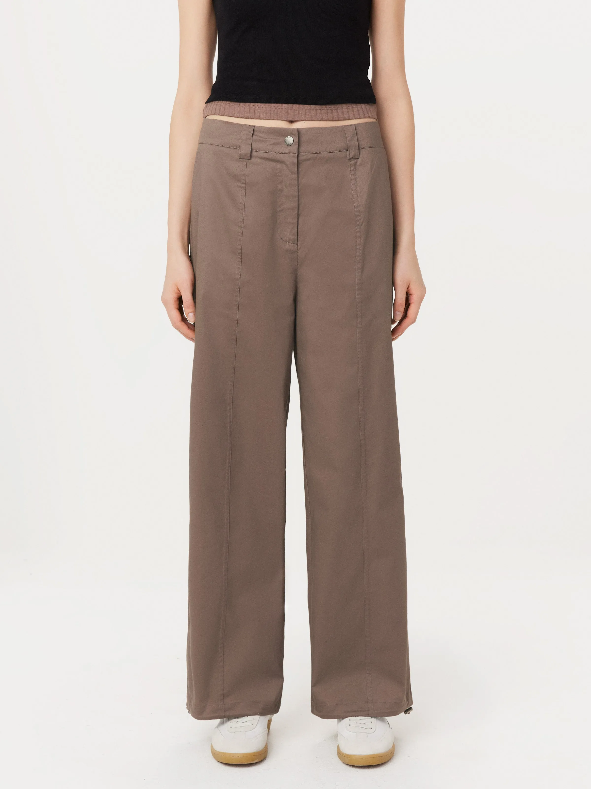 The Emma Parachute Wide Leg Pant in Dark Clay