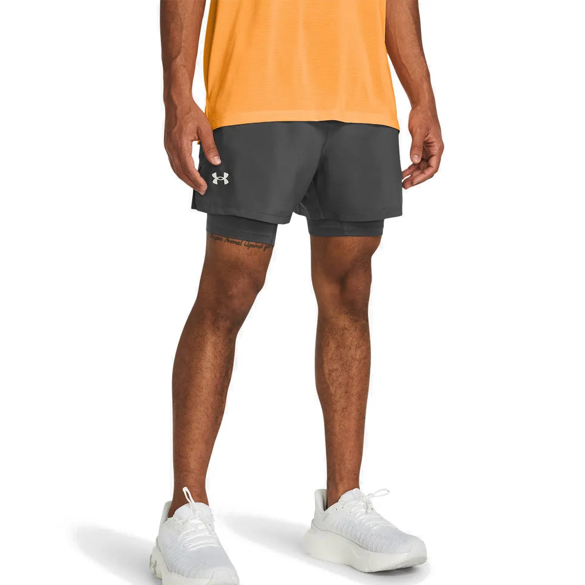 Under Armour Launch 5 Inch 2-in-1 Shorts - Mens - Castlerock/Reflective