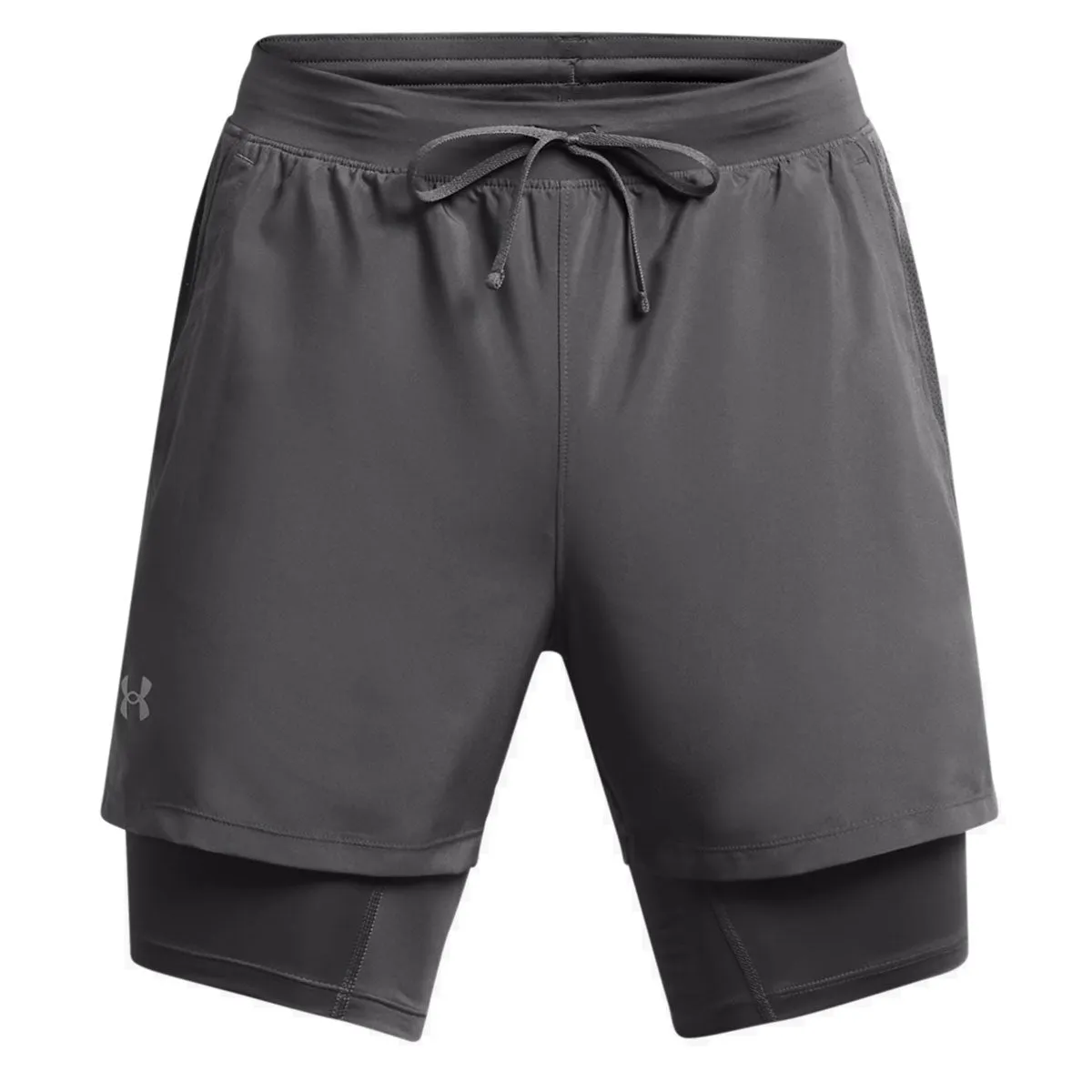 Under Armour Launch 5 Inch 2-in-1 Shorts - Mens - Castlerock/Reflective