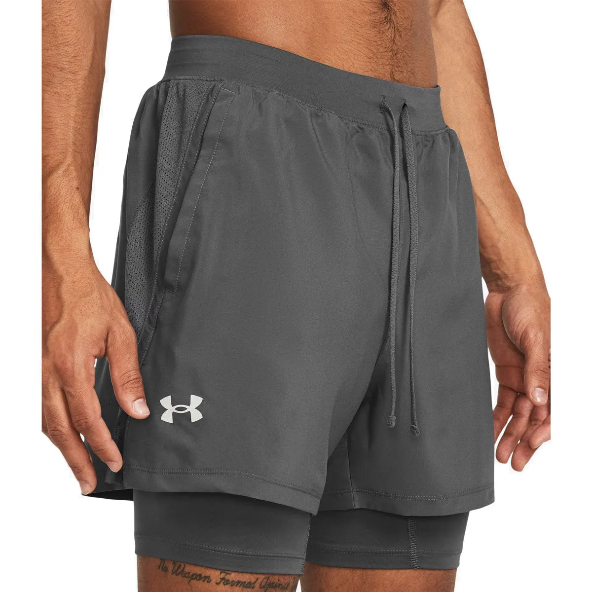 Under Armour Launch 5 Inch 2-in-1 Shorts - Mens - Castlerock/Reflective