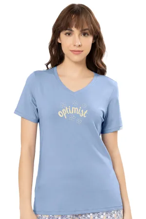 V-Neck Sleep Tee - Brunnera Blue