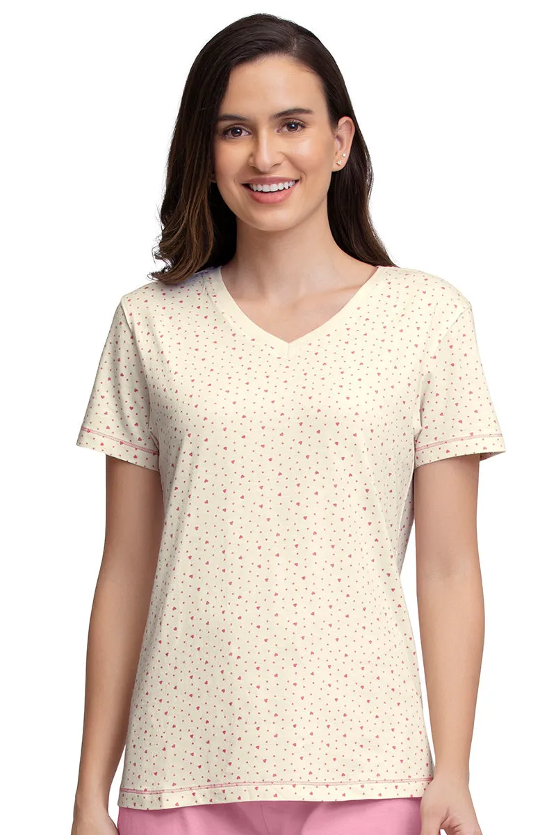 V-Neck Sleep Tee - Ditsy Heart Pr